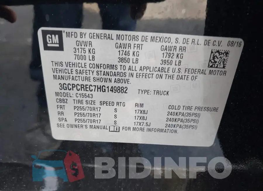 3GCPCREC7HG149882 Photo# 9