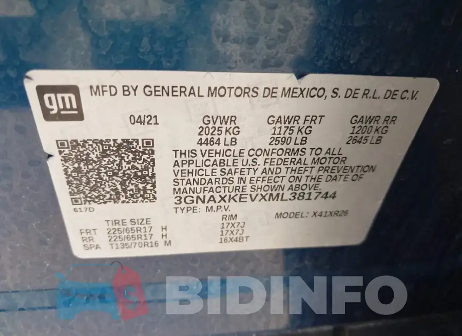 3GNAXKEVXML381744 Photo# 9