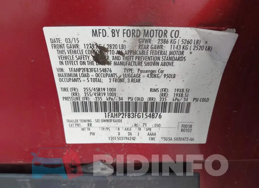 1FAHP2F83FG154876 Photo# 9