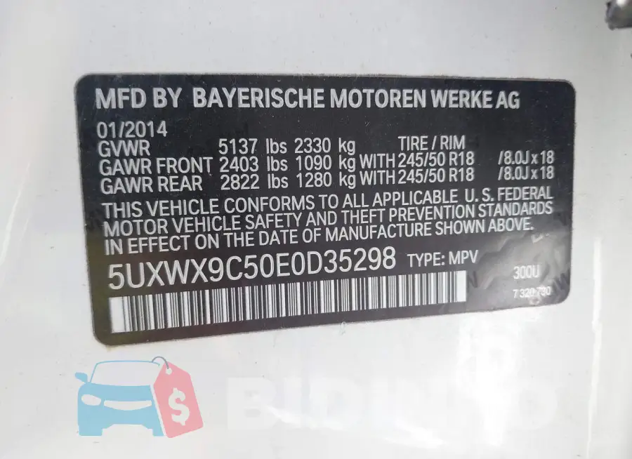 5UXWX9C50E0D35298 Photo# 9
