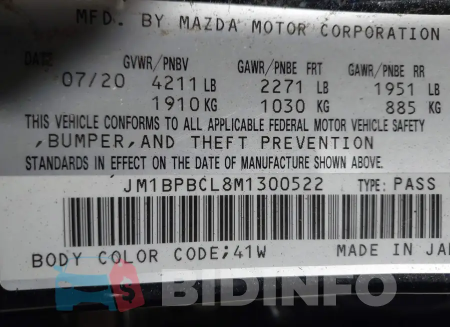 JM1BPBCL8M1300522 Photo# 9
