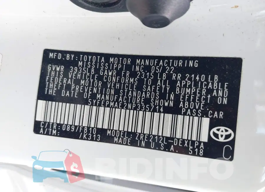 5YFEPMAE2NP335714 Photo# 9