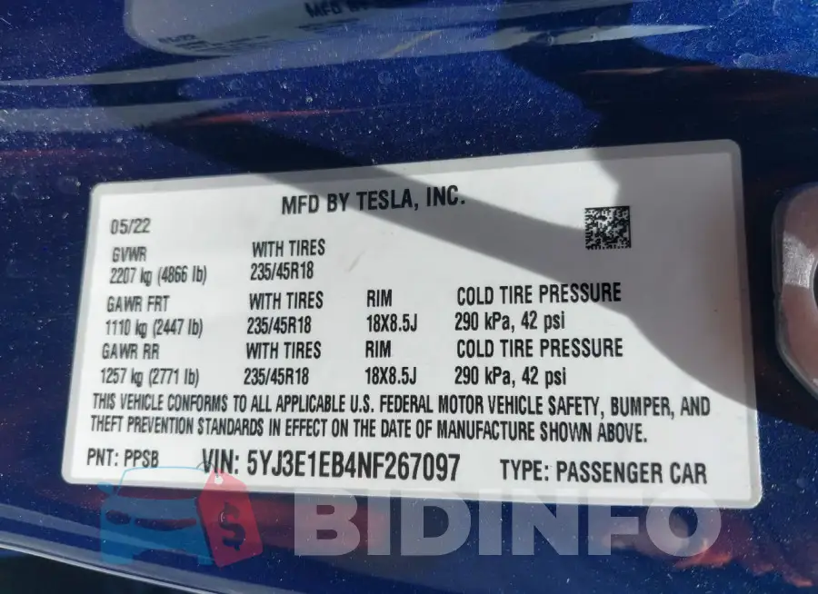 5YJ3E1EB4NF267097 Photo# 9