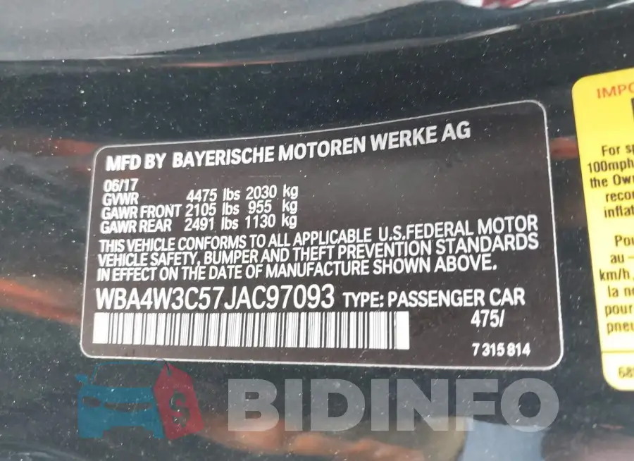 WBA4W3C57JAC97093 Photo# 9