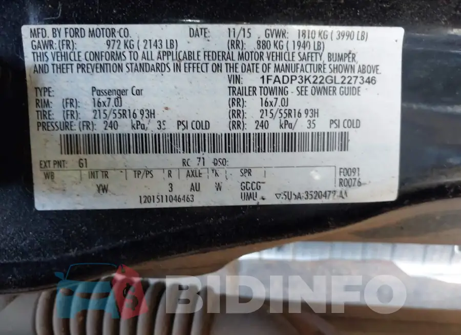 1FADP3K22GL227346 Photo# 9