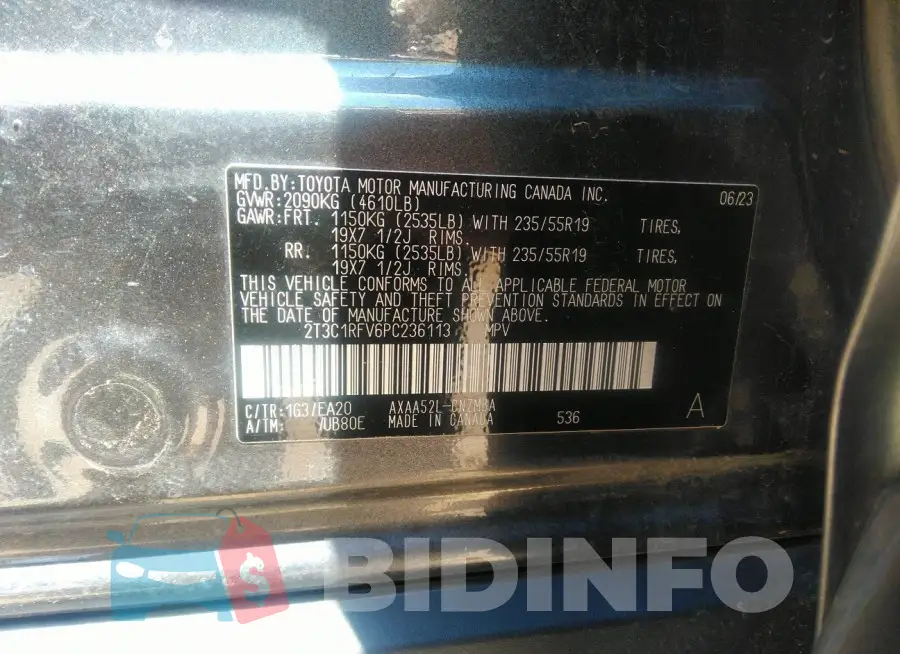 2T3C1RFV6PC236113 Photo# 9