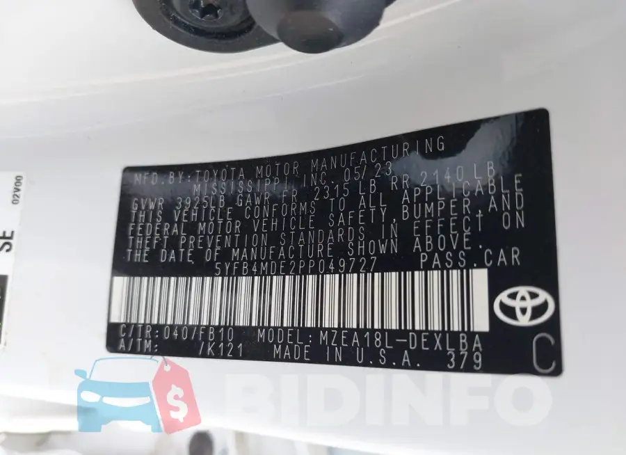 5YFB4MDE2PP049727 Photo# 9