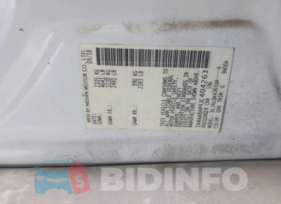1N4AA6AP4JC404263 Photo# 9