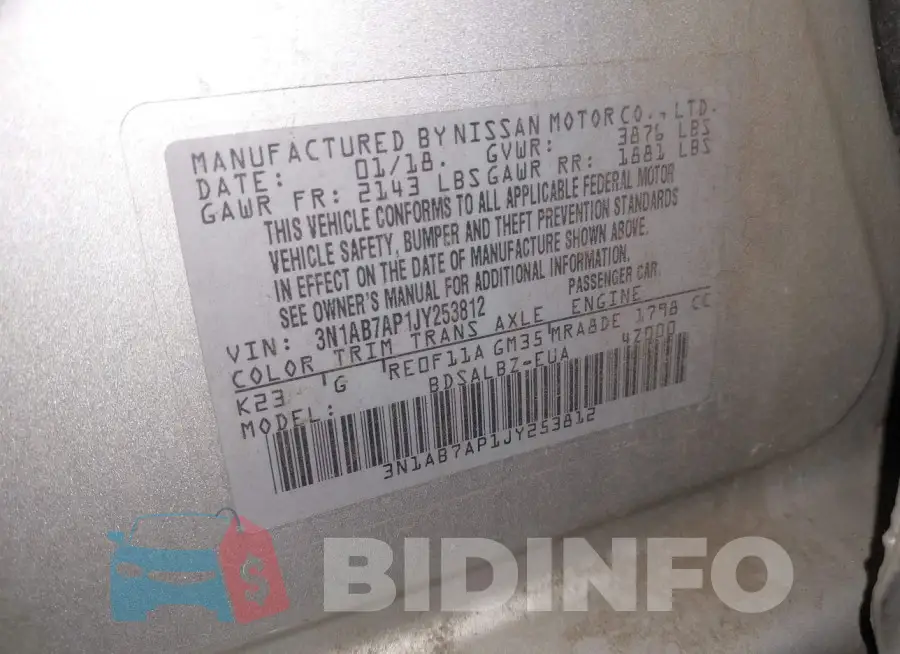 3N1AB7AP1JY253812 Photo# 9