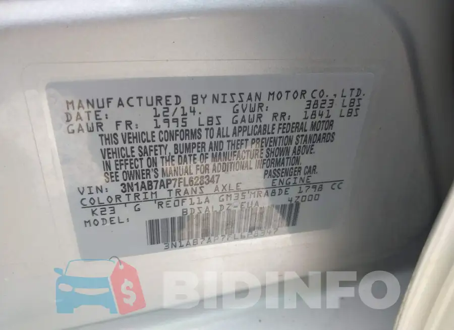 3N1AB7AP7FL628347 Photo# 9