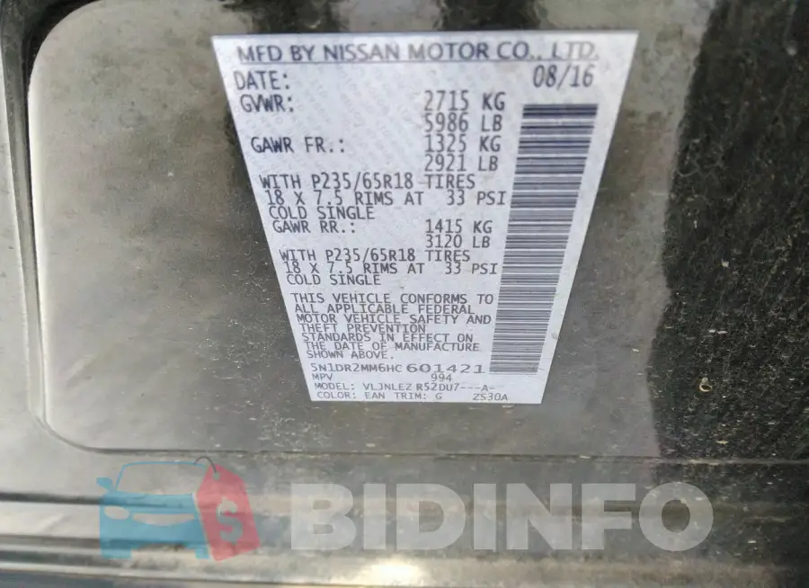 5N1DR2MM6HC601421 Photo# 9