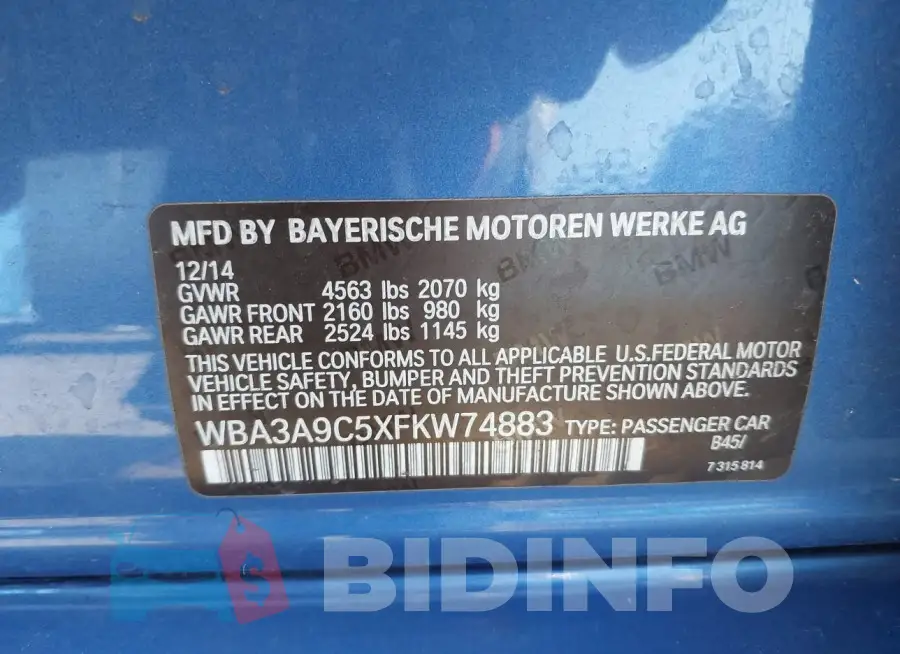 WBA3A9C5XFKW74883 Photo# 9