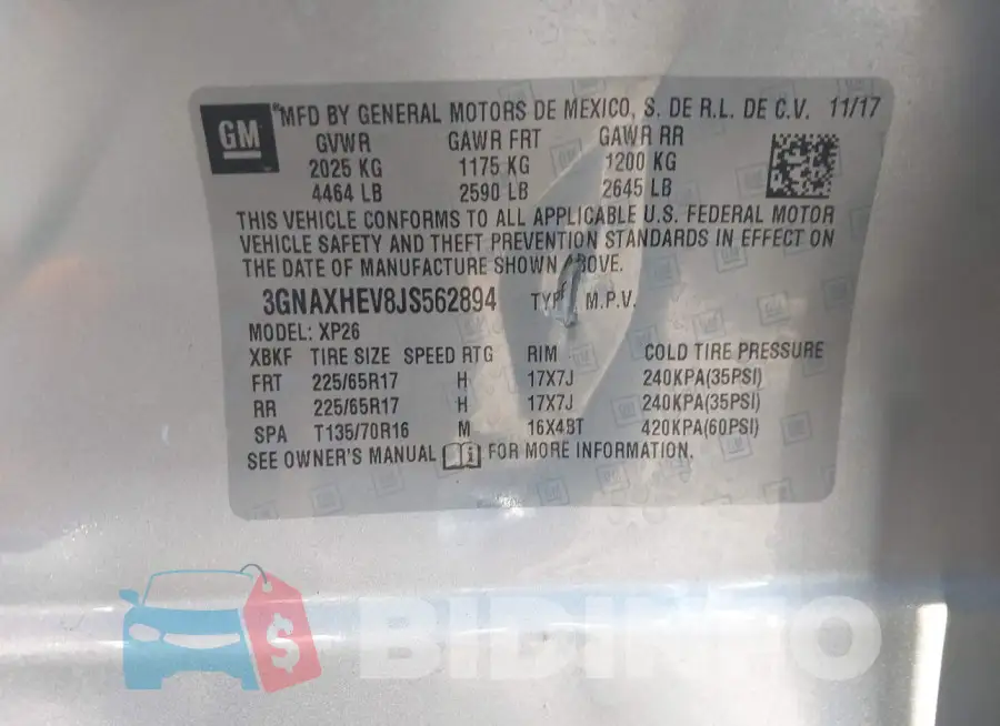 3GNAXHEV8JS562894 Photo# 9