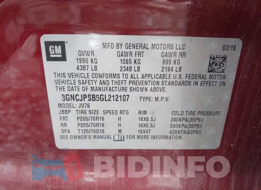3GNCJPSB5GL212107 Photo# 9
