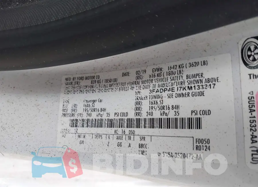 3FADP4EJ7KM133317 Photo# 9