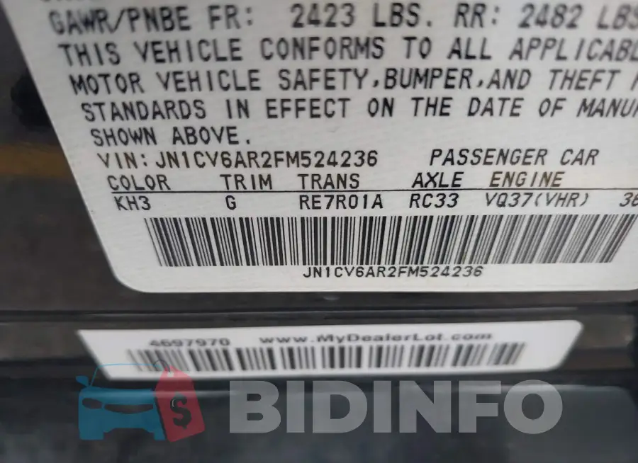JN1CV6AR2FM524236 Photo# 9
