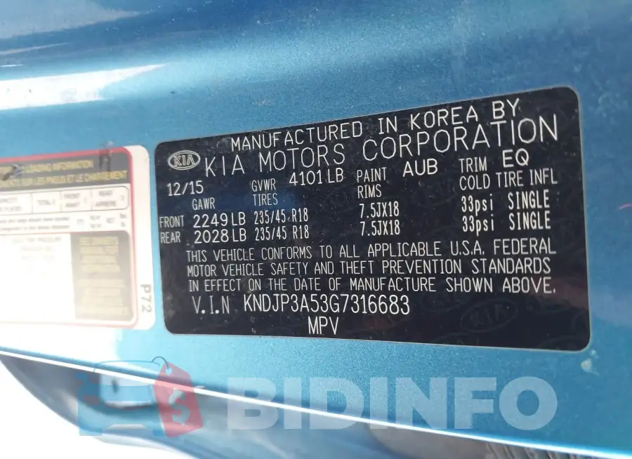 KNDJP3A53G7316683 Photo# 8