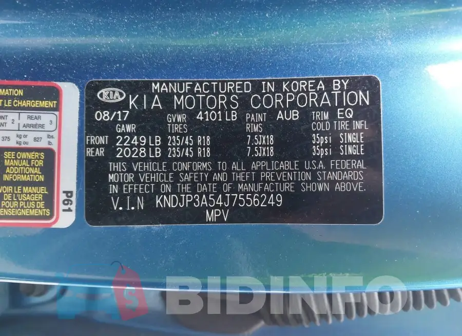KNDJP3A54J7556249 Photo# 9