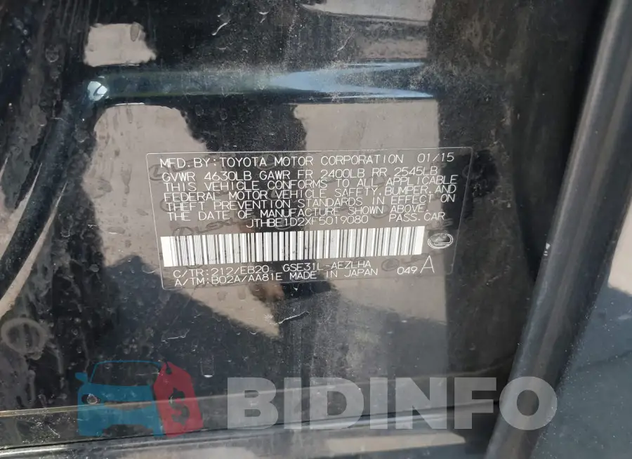 JTHBE1D2XF5019080 Photo# 9