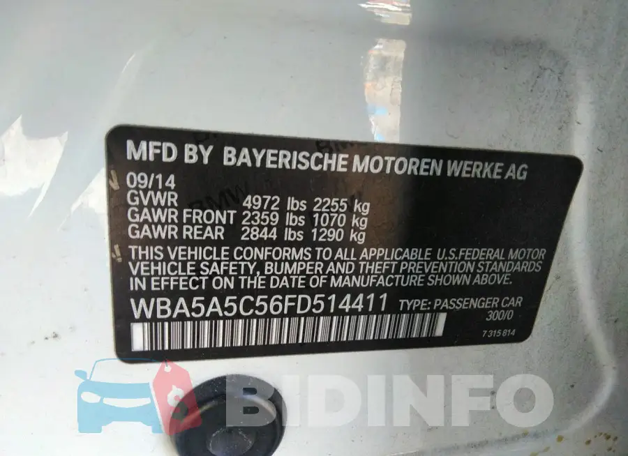 WBA5A5C56FD514411 Photo# 9