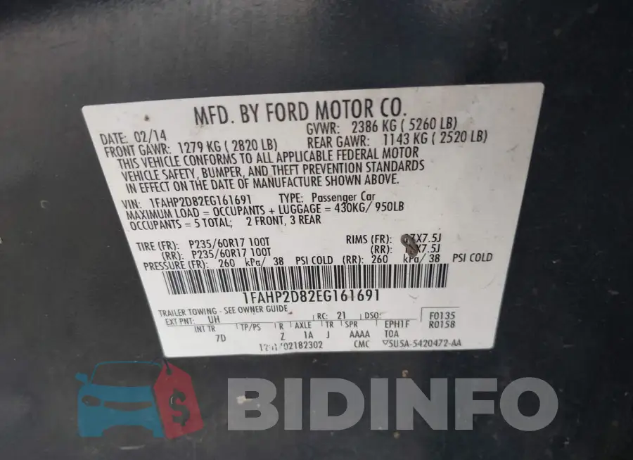 1FAHP2D82EG161691 Photo# 9