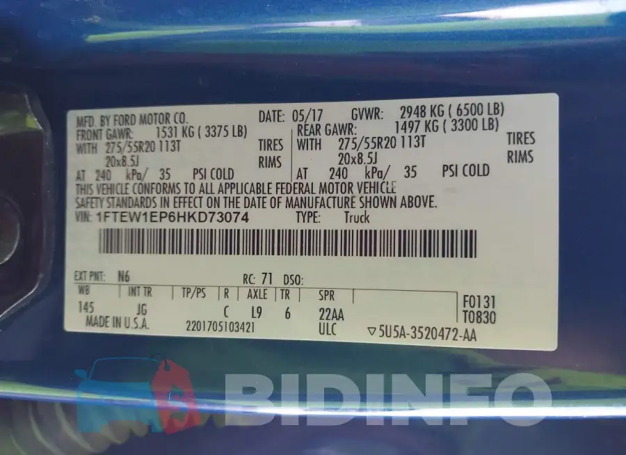 1FTEW1EP6HKD73074 Photo# 9