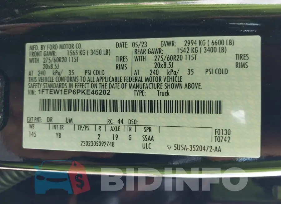 1FTEW1EP6PKE46202 Photo# 9