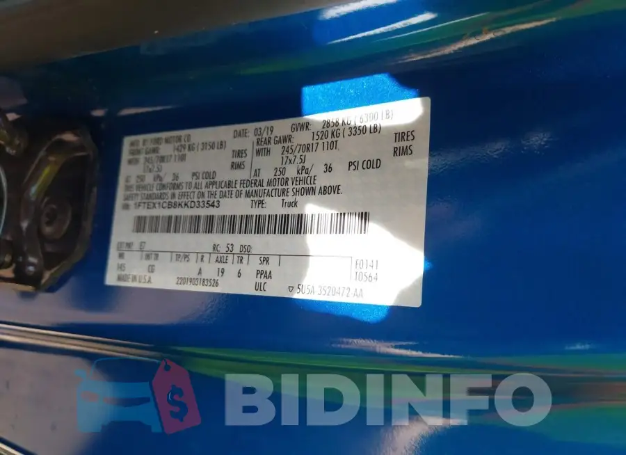 1FTEX1CB8KKD33543 Photo# 9