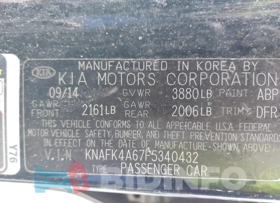 KNAFK4A67F5340432 Photo# 9