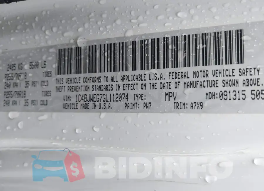 1C4BJWEG7GL112074 Photo# 9