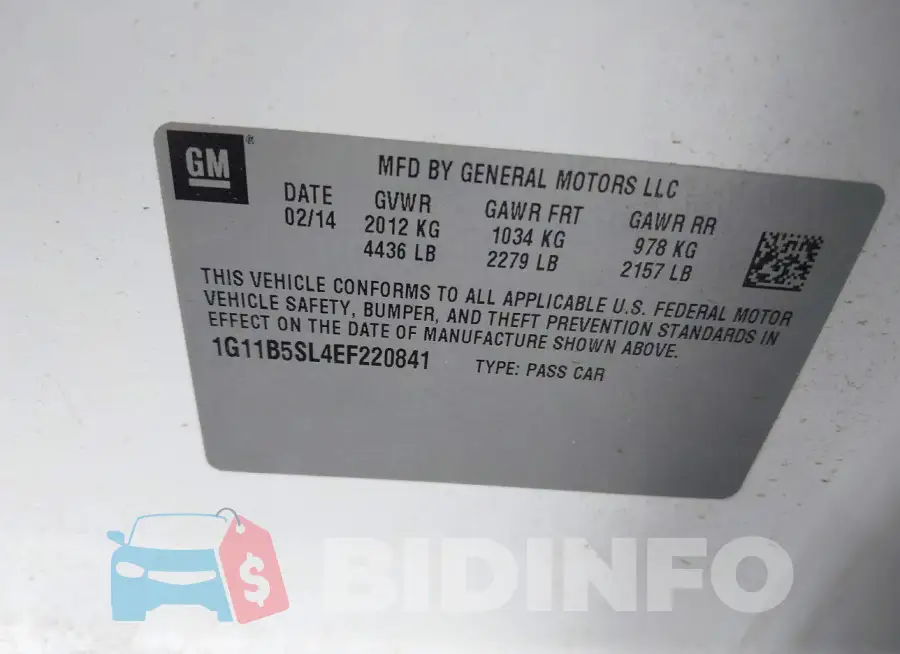 1G11B5SL4EF220841 Photo# 9