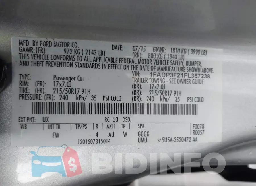 1FADP3F21FL357238 Photo# 9