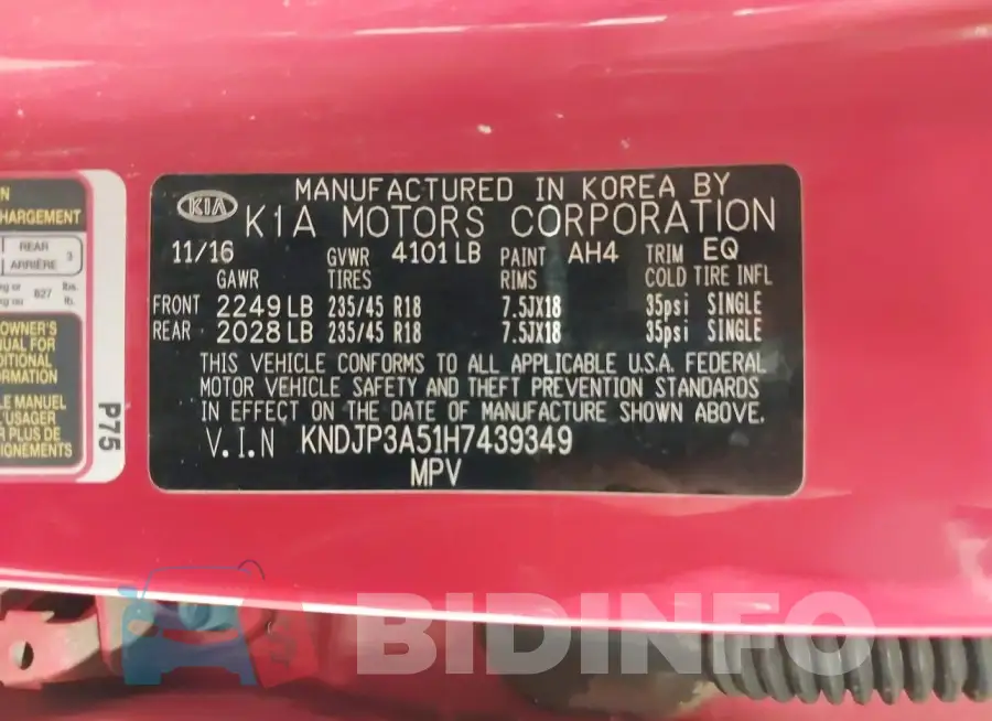 KNDJP3A51H7439349 Photo# 9