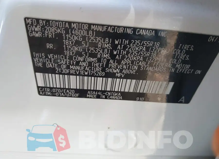 2T3DFREV1EW175269 Photo# 9