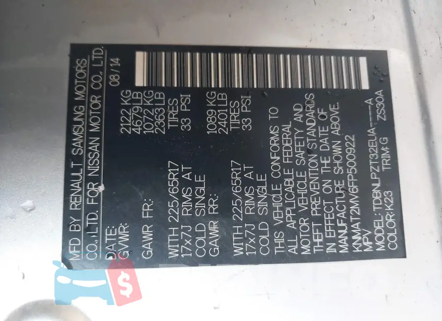 KNMAT2MV6FP500922 Photo# 9