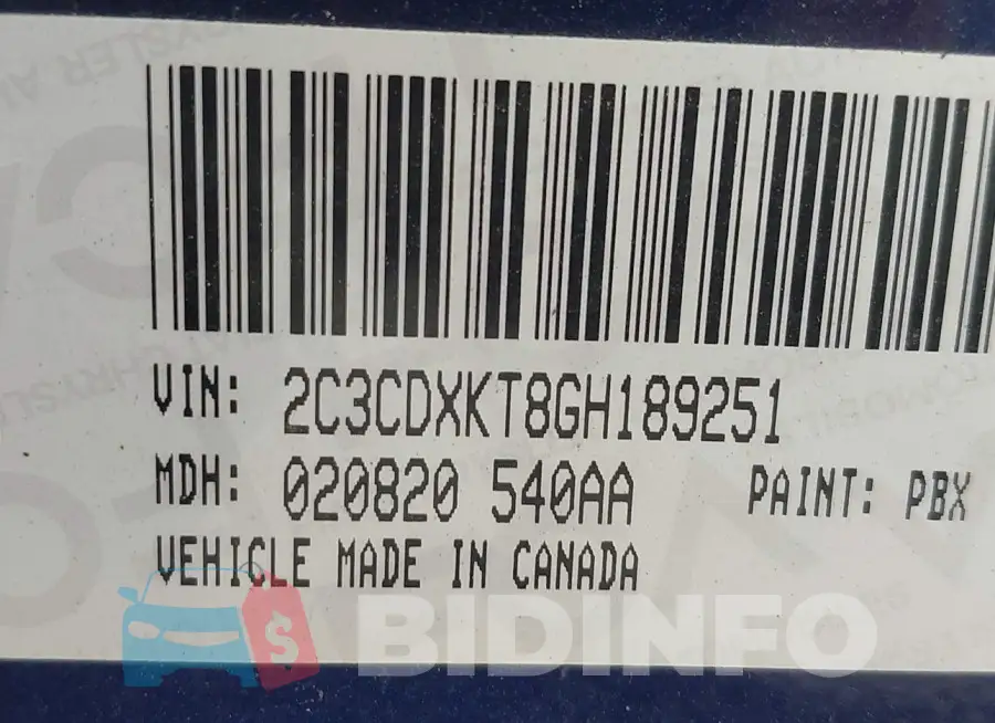 2C3CDXKT8GH189251 Photo# 9