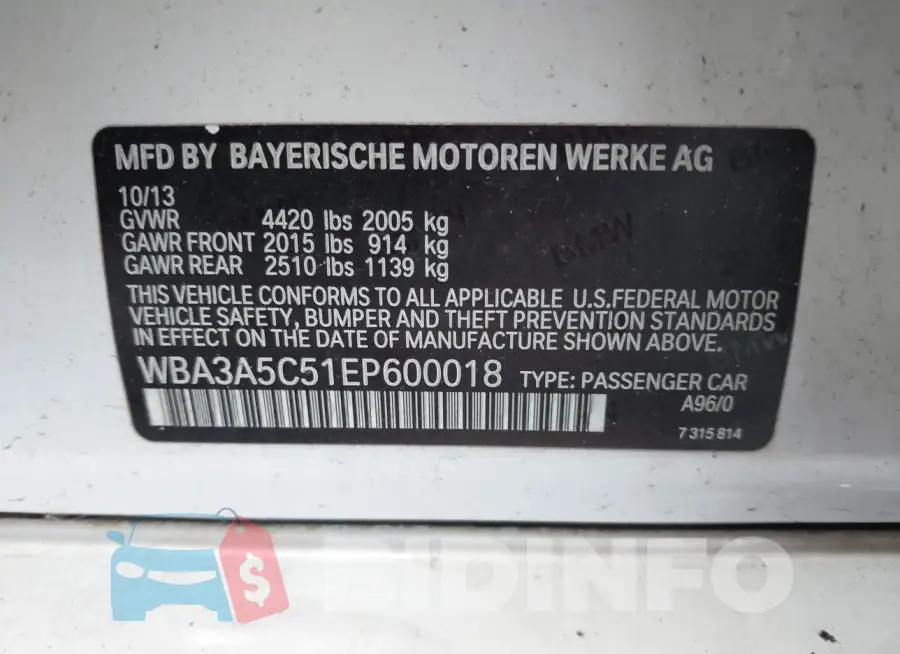 WBA3A5C51EP600018 Photo# 9