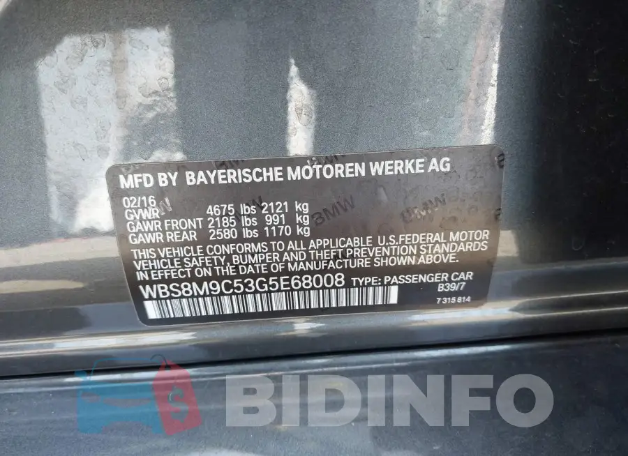 WBS8M9C53G5E68008 Photo# 9