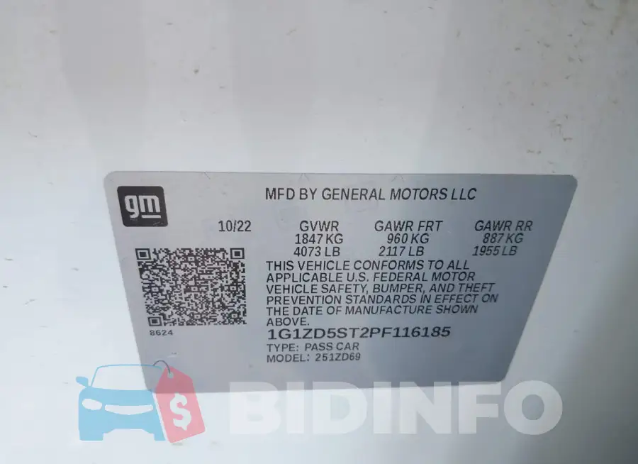 1G1ZD5ST2PF116185 Photo# 9