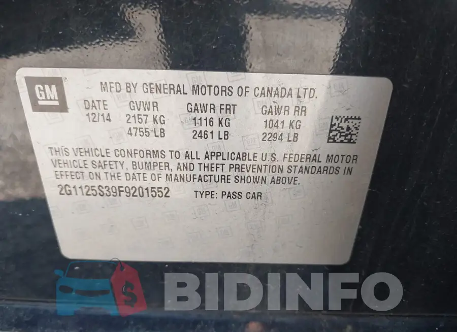 2G1125S39F9201552 Photo# 9