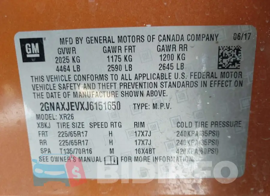 2GNAXJEVXJ6151650 Photo# 9