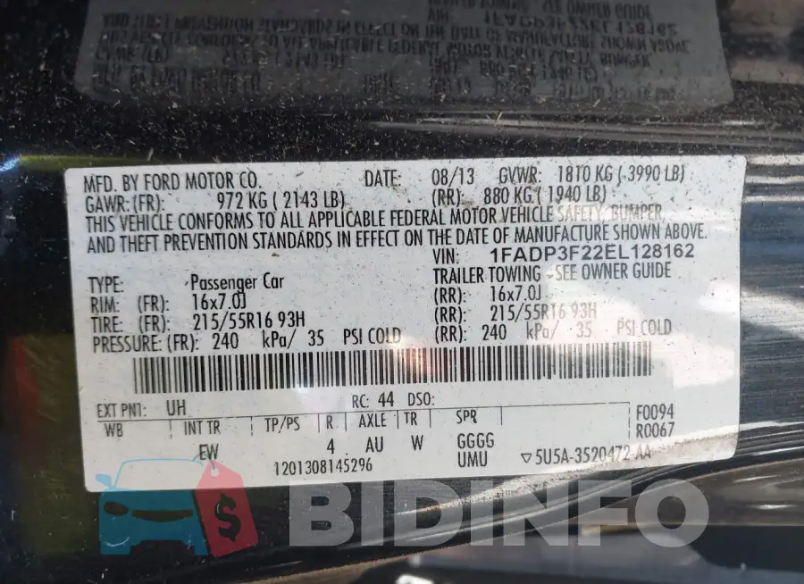 1FADP3F22EL128162 Photo# 9