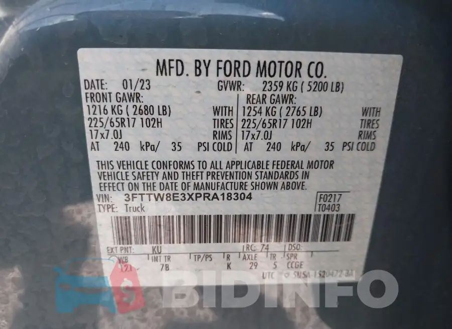 3FTTW8E3XPRA18304 Photo# 9