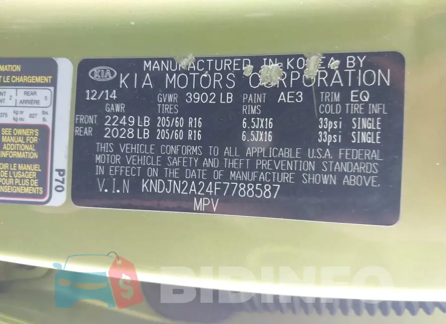 KNDJN2A24F7788587 Photo# 9