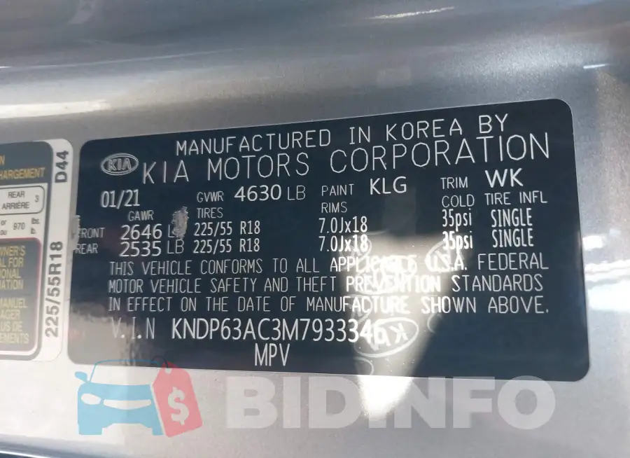KNDP63AC3M7933346 Photo# 9