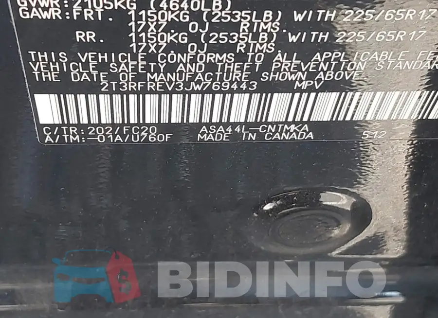 2T3RFREV3JW769443 Photo# 9