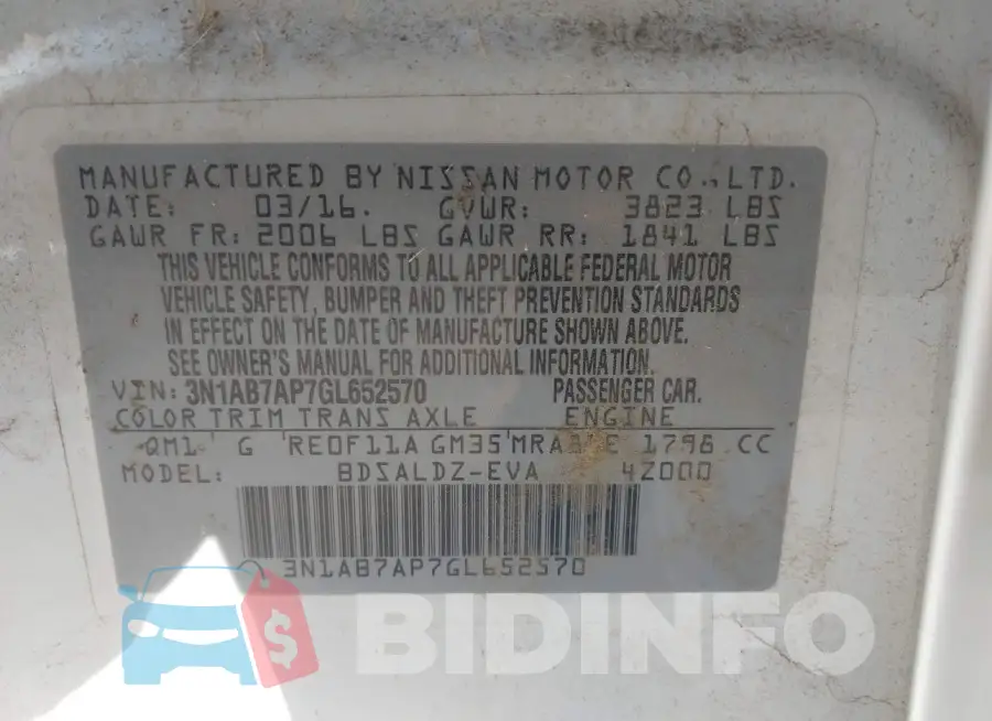3N1AB7AP7GL652570 Photo# 9