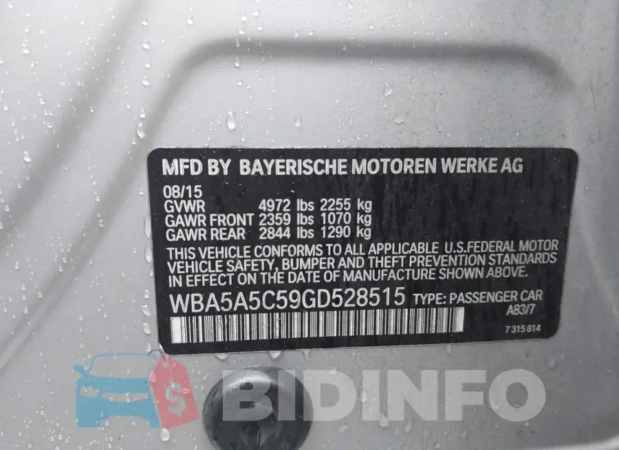 WBA5A5C59GD528515 Photo# 9