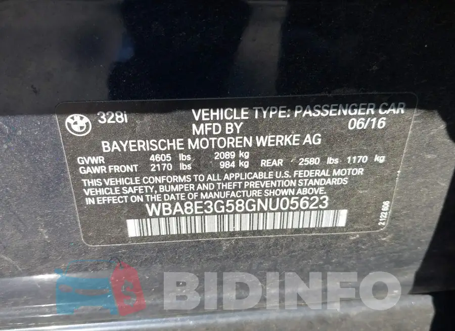 WBA8E3G58GNU05623 Photo# 9