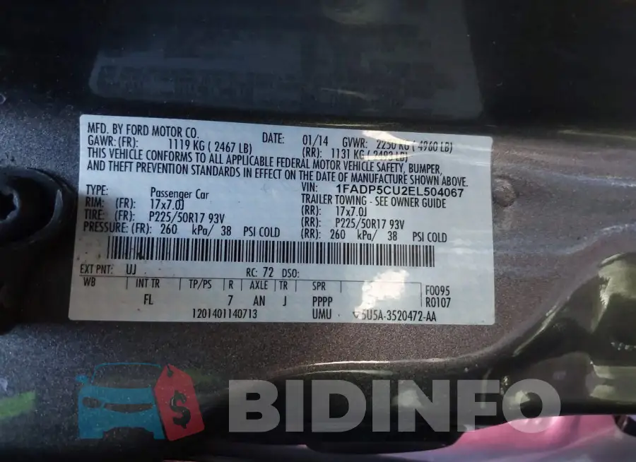 1FADP5CU2EL504067 Photo# 9
